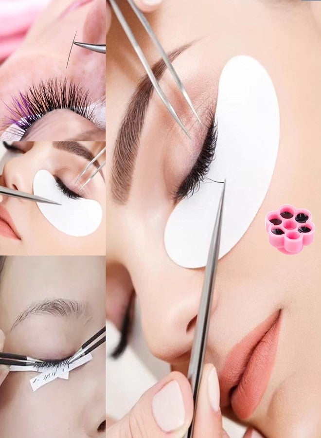 Honbay 200PCS Plastic Eyelash Extension Glue Holder Flower Shape Eyelash Glue Cup Pallet with 2 Rolls Glue Point for Lash Extensions Supplies - Image 4