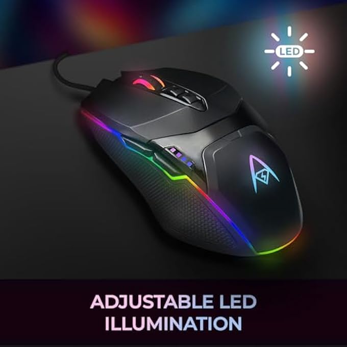 ADESSO IMOUSE X5 USB RGB ILLUMINATED GAMING MOUSE Â€“ 7 BUTTONS, ADJUSTABLE WEIGHT, 6 LEVEL DPI SWITCH UP TO 6400, OPTICAL SENSOR, ERGONOMIC DESIGN FOR RIGHT-HANDED GAMERS, MULTI-COLOR LED BACKLIGHT - Image 3