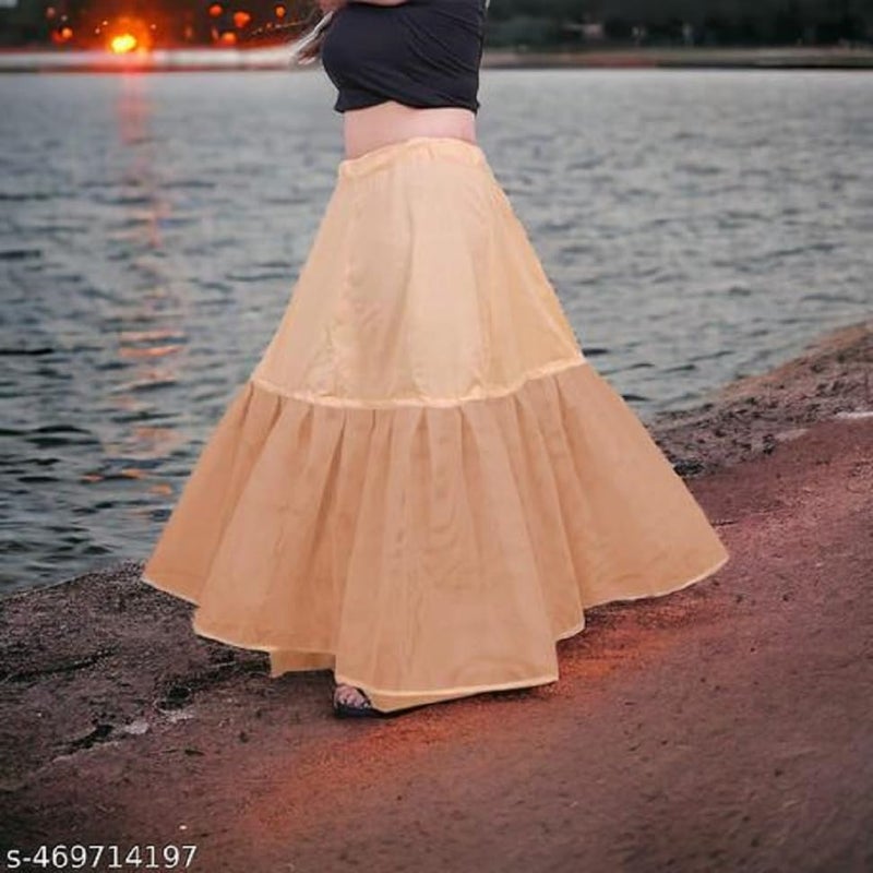 SEER Cancan Skirt for lehanga Cotton Cancan Petticoat, Hoopless Underskirt for Lehenga and Gown, Floor Length, Free Size Waist, Peach Petticoat with Skin can can - Image 5