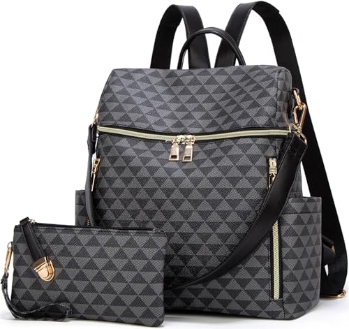 Makes Backpack Purse for Women PU Leather Travel Satchel Handbag Convertible Design Bag with Purse 2 Piece - Image 1