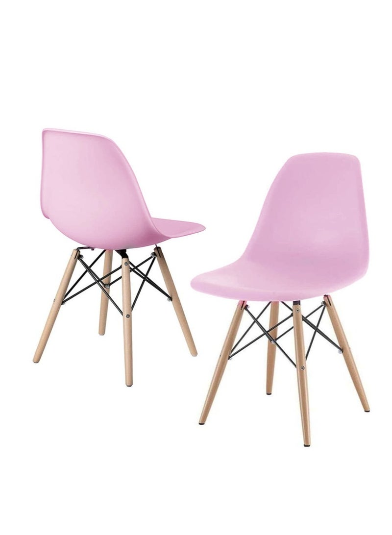 Golden Dining Chairs, Modern Kitchen Dining Side Chair, Casual Shell Chair,  Plastic Chairs with Wooden Legs, for Home Office Hotel Bistro Cafe Restaurant, Set of 2 (Pink) - Image 1
