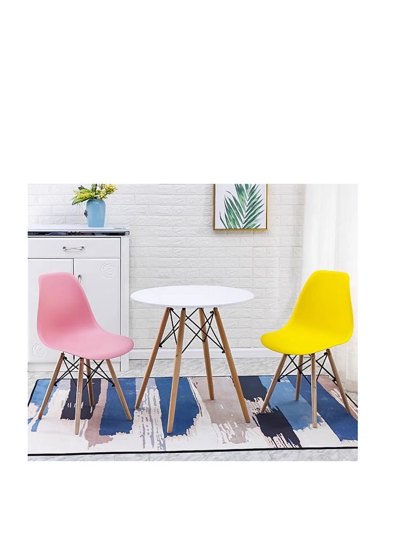 Golden Dining Chairs, Modern Kitchen Dining Side Chair, Casual Shell Chair,  Plastic Chairs with Wooden Legs, for Home Office Hotel Bistro Cafe Restaurant, Set of 2 (Pink) - Image 3