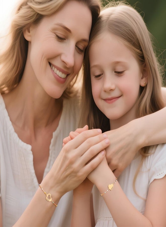 DS Mother Daughter Bracelets Set,18K Gold Plated Stainless Steel Heart Jewelry for Women Girls,Mothers Day Gifts for Mom/Daughter,Adjustable Matching Bracelets for Mommy and Me gift box packaging-G 1 - Image 5