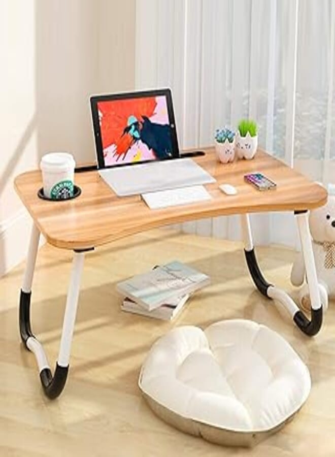 Oberhoffe Laptop Bed Table,Portable Lap Desk,Notebook Stand Reading Holder,Notebook Table Dorm Desk with Foldable Legs & Cup Slot,for Eating Breakfast,Reading,Watching Movie on Bed/Sofa 