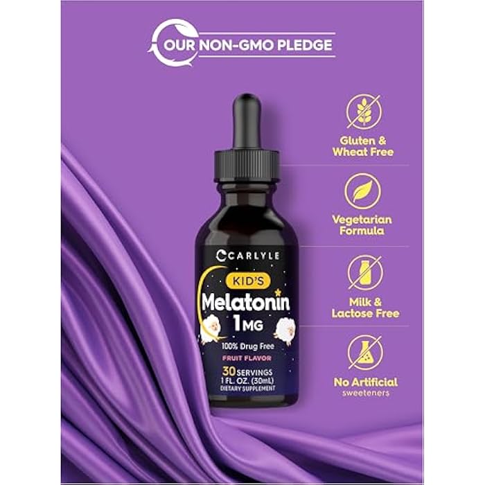 Carlyle Kids Melatonin Liquid | 1 fl oz | Two Pack | Fruit Flavor | Drug Free Childrens Supplement - Image 5