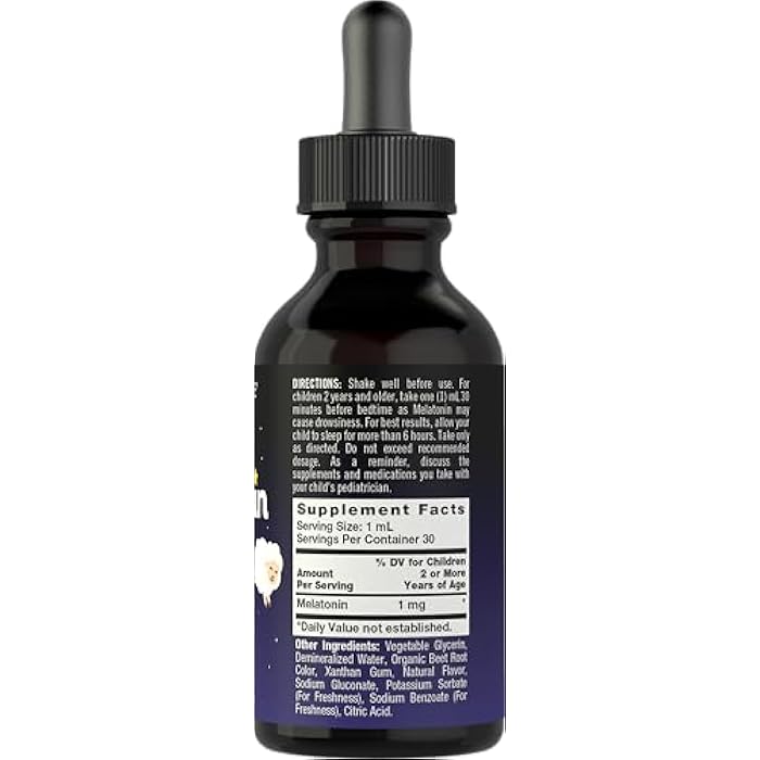 Carlyle Kids Melatonin Liquid | 1 fl oz | Two Pack | Fruit Flavor | Drug Free Childrens Supplement - Image 2