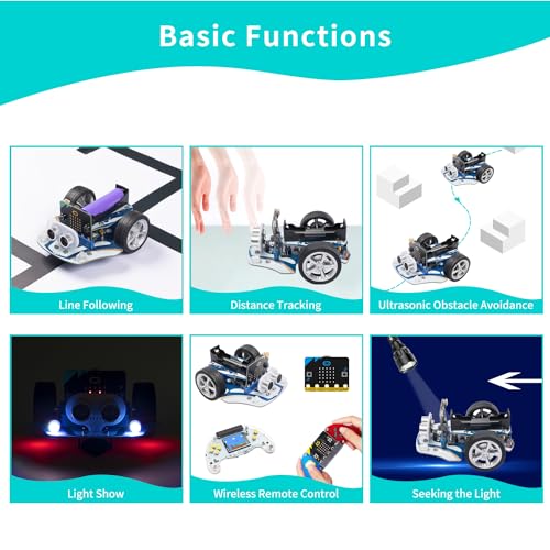 EF ELECFREAKS ELECFREAKS microbit Starter Kit Cutebot Pro DIY Programmable Robot Car Kit with 4 Line-Tracking Sensors and Encoded Motor, microbit Project Makecode Coding Set (not Include Micro:bit and Battery) - Image 2
