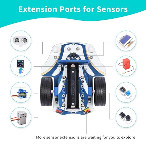 EF ELECFREAKS ELECFREAKS microbit Starter Kit Cutebot Pro DIY Programmable Robot Car Kit with 4 Line-Tracking Sensors and Encoded Motor, microbit Project Makecode Coding Set (not Include Micro:bit and Battery) - Image 5