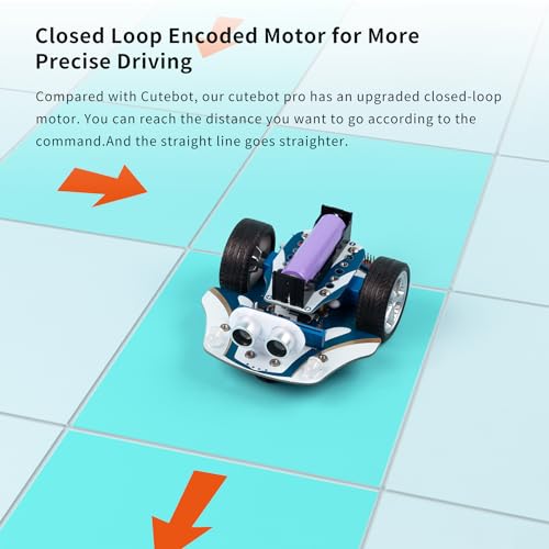 EF ELECFREAKS ELECFREAKS microbit Starter Kit Cutebot Pro DIY Programmable Robot Car Kit with 4 Line-Tracking Sensors and Encoded Motor, microbit Project Makecode Coding Set (not Include Micro:bit and Battery) - Image 3