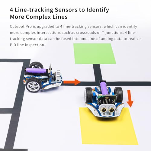 EF ELECFREAKS ELECFREAKS microbit Starter Kit Cutebot Pro DIY Programmable Robot Car Kit with 4 Line-Tracking Sensors and Encoded Motor, microbit Project Makecode Coding Set (not Include Micro:bit and Battery) - Image 4