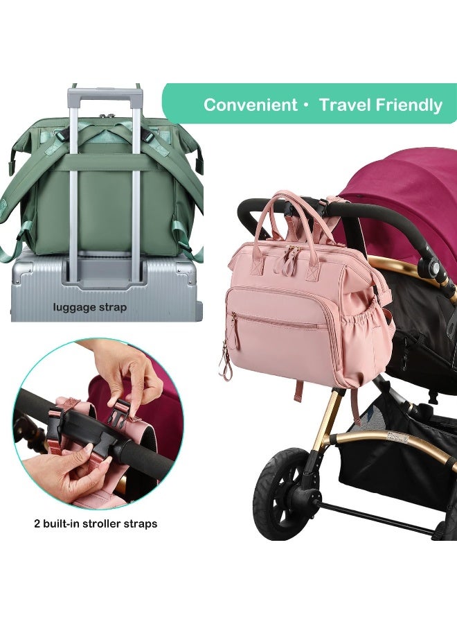 LORADI Convertible Diaper Bag Tote, Wide Open Top 14 Pockets Nappy Changing Backpack with Stroller Buckle, Water-resistant - Image 5