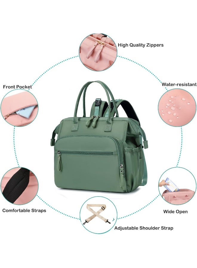 LORADI Convertible Diaper Bag Tote, Wide Open Top 14 Pockets Nappy Changing Backpack with Stroller Buckle, Water-resistant - Image 4