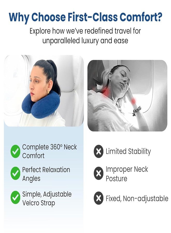 URMIT SURGICAL Travel Neck Pillow | Premium Memory Foam Neck Pillow for Flight Travel, Car Sleeping | Adjustable Head Rest, Neck Rest Travelling Pillow for Sleeping Head Support - Image 3