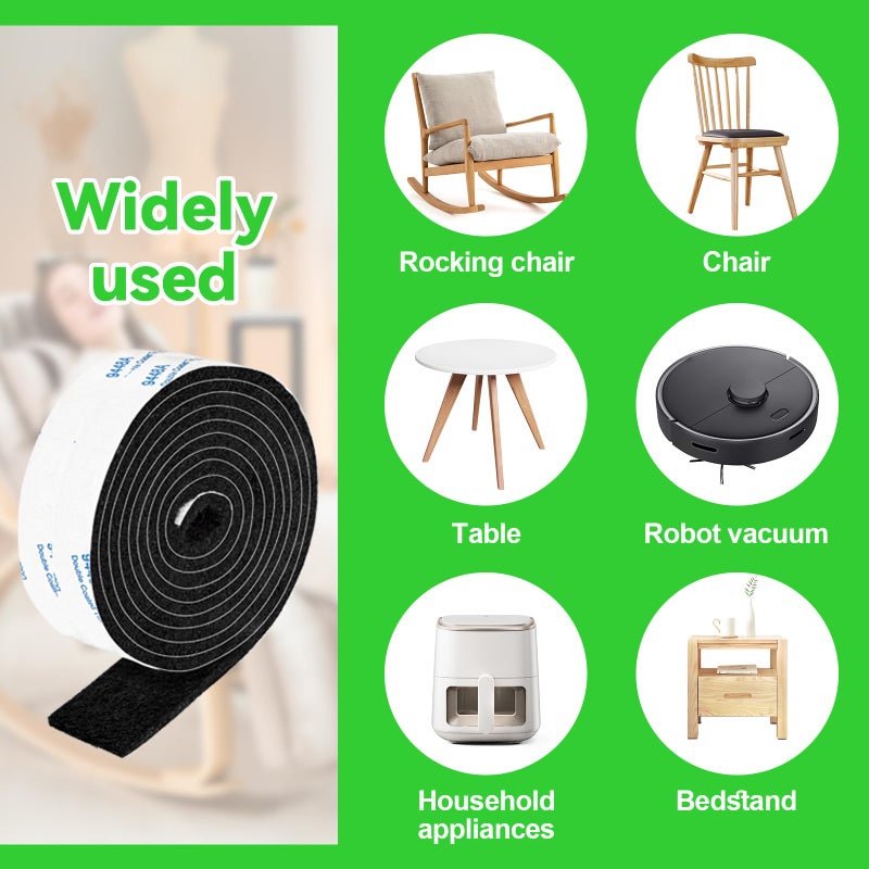 PremiFix Felt Strips With Adhesive Backing  2 Felt Rolls 1X 60 Inches Black  Felt Tape With Adhesive Backing  Furniture Felt Strips - Image 5