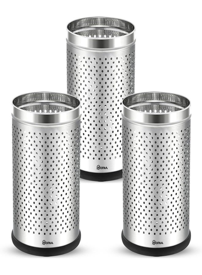 mofna Stainless Steel Perforated Dustbin for Home, Trash Can with Anti-skid Base, Garbage Bin for Bathroom, Office, Bedroom, Kitchen & Toilet or Commercial Use- (7x10 In -6 Liter, Silver), Pack of 3 - Image 1