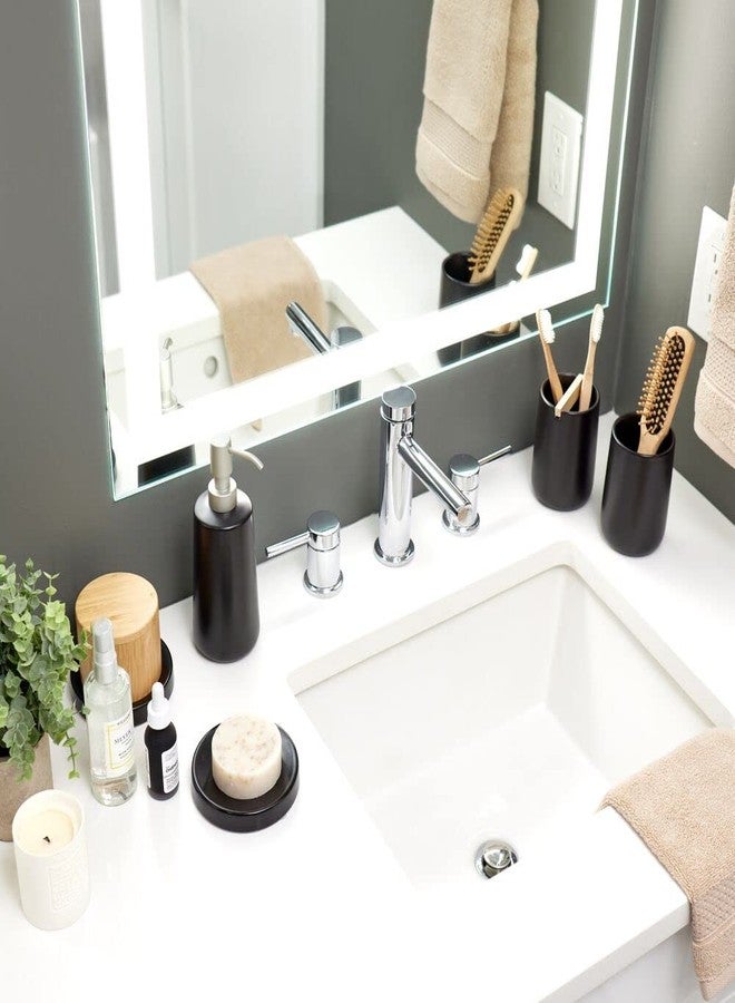 iDesign Ceramic Earth Collection Bar Soap Dish, Matte Black - Image 2