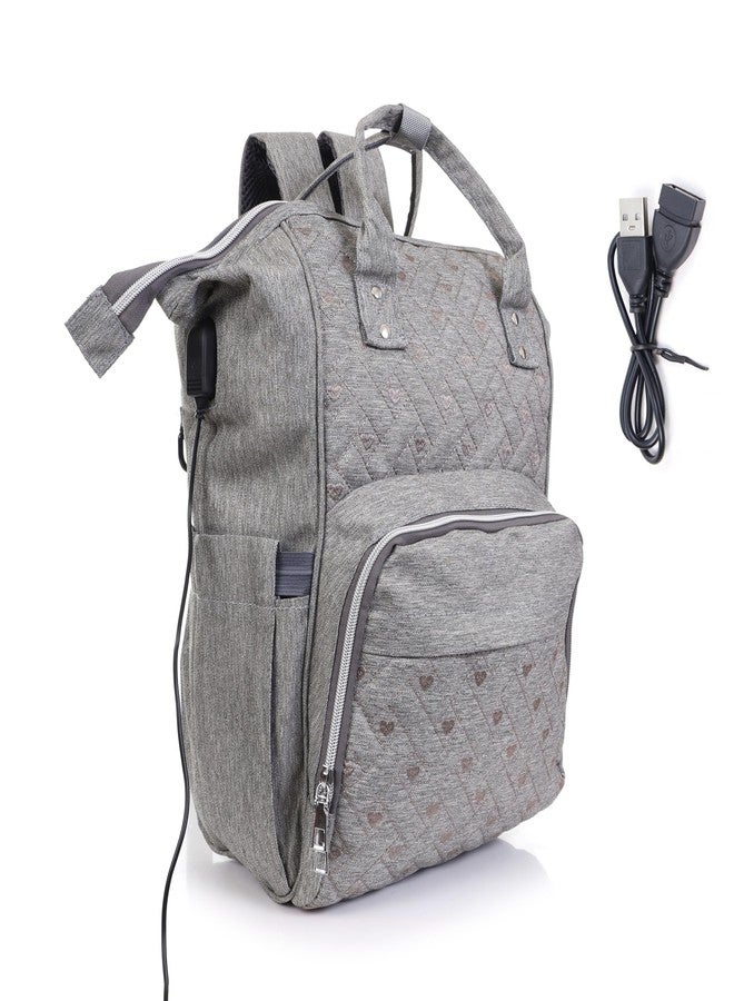 THE MAXIMUS Maximus Designer Diaper Bag For Mothers For Travel | Maternity Bags For Mother And Baby | Hospital Bag For Delivery Women With Charging Cable | Multipocket and Water Resistant (Grey) - Image 3