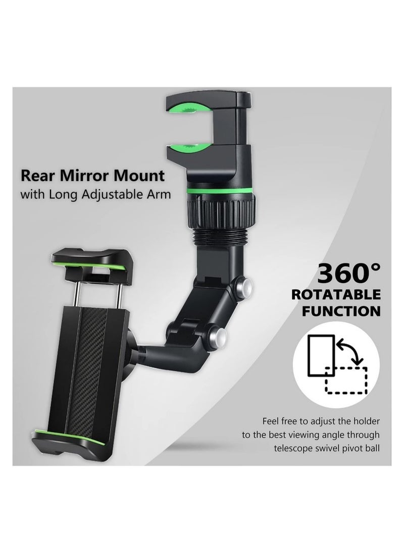 Gravity Rearview Mirror Phone Mount Holder for Car, 360° Rotating , Multifunctional Mount Phone and GPS Holder Universal Car Phone Holder for All Smartphones - Image 2