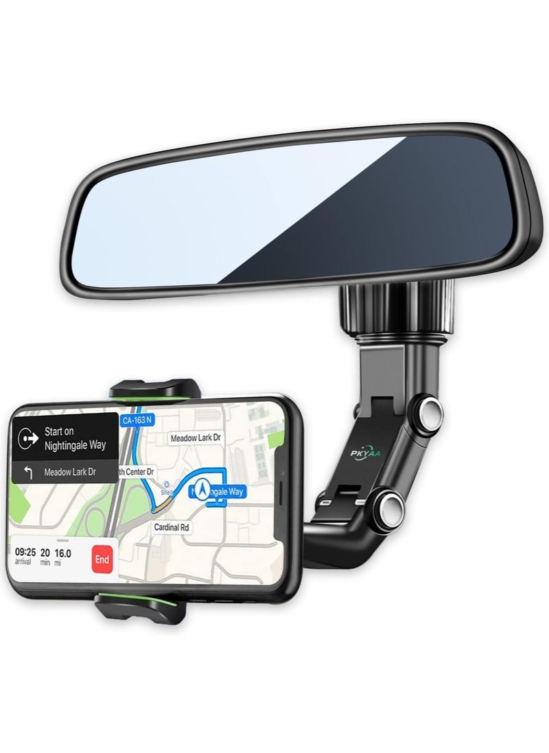 Gravity Rearview Mirror Phone Mount Holder for Car, 360° Rotating , Multifunctional Mount Phone and GPS Holder Universal Car Phone Holder for All Smartphones - Image 1