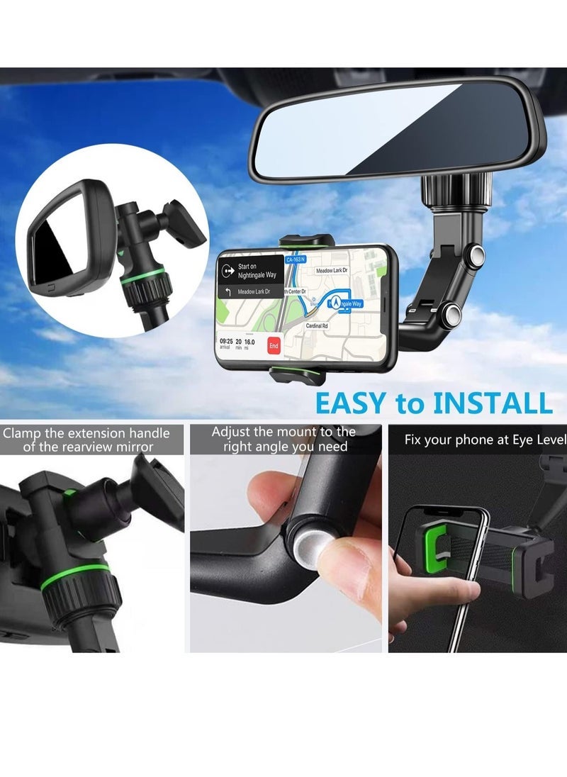 Gravity Rearview Mirror Phone Mount Holder for Car, 360° Rotating , Multifunctional Mount Phone and GPS Holder Universal Car Phone Holder for All Smartphones - Image 5