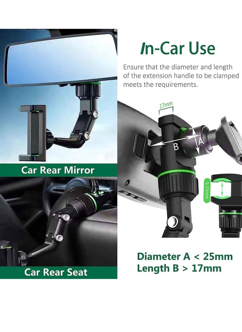 Gravity Rearview Mirror Phone Mount Holder for Car, 360° Rotating , Multifunctional Mount Phone and GPS Holder Universal Car Phone Holder for All Smartphones - Image 3