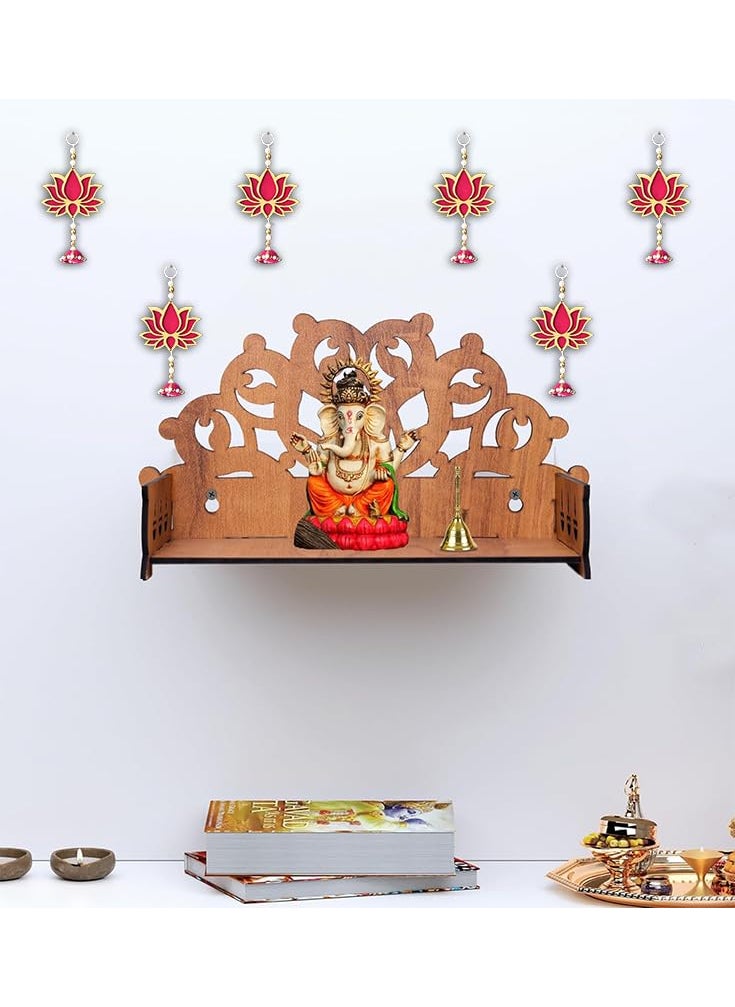 Saugat Traders Saugat Traders Wall Decor Lotus with Jhumki Style for Home Decor, Diwali, Wedding, Festival Decoration Pooja Temple Pink Lotus Wall Hangings Ganpati Decoration 10 Pieces  - Image 3