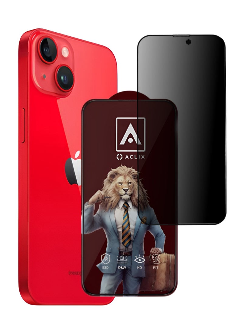 ACLIX Antistatic ESD Dust Proof Premium Quality High Definition Anti-Spy Privacy Tempered Glass Screen Protector Designed For  iPhone 14 - Image 1
