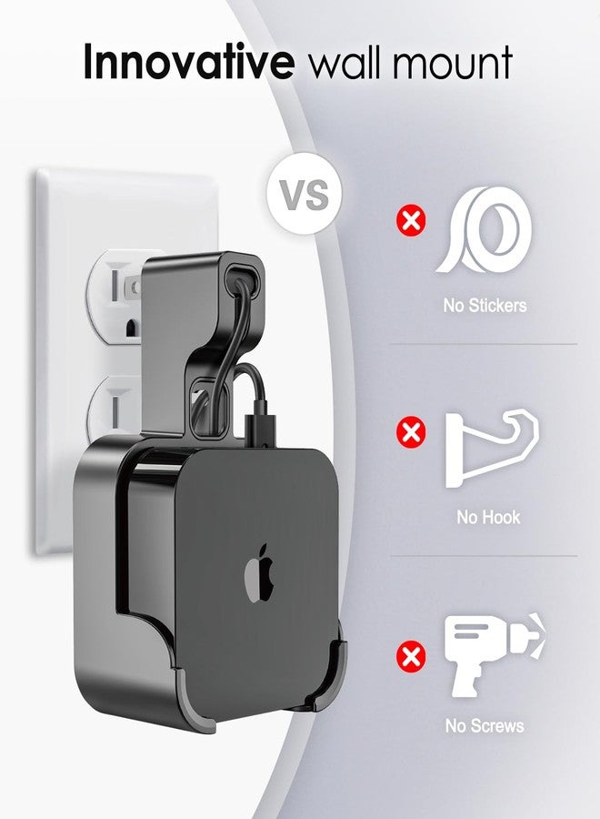 volport Wall Mount Holder Bracket for Apple TV 4k 3rd Generation - Outlet Hanger Stand for Apple-TV 4k+ Gen 3 Built-in Cable Management, Hide & Store Messy Wires, Black - Image 3