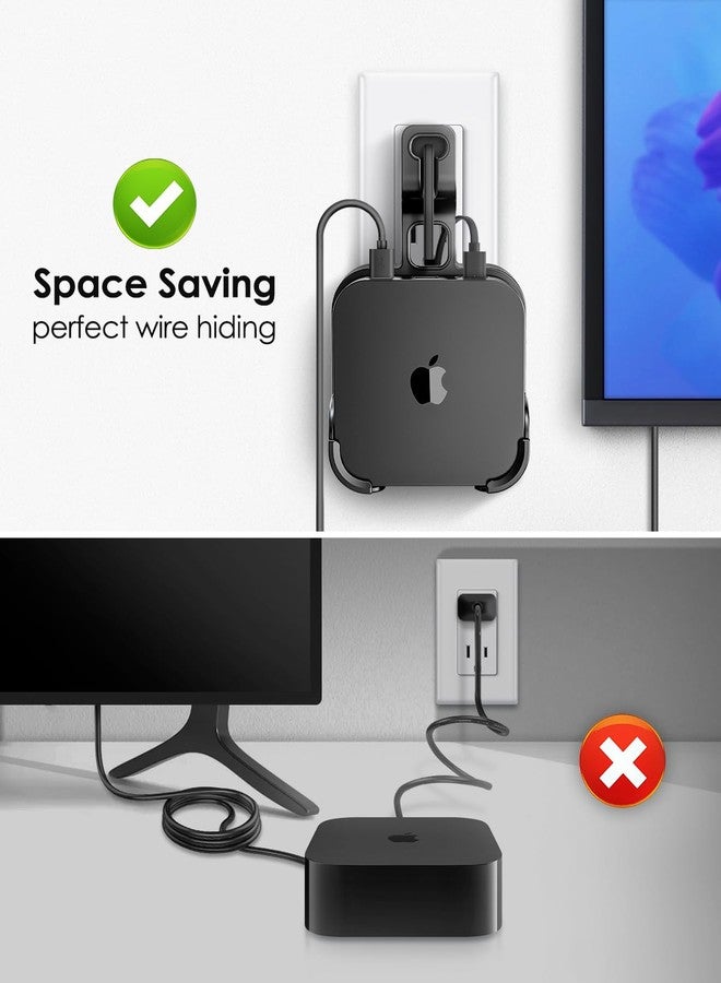 volport Wall Mount Holder Bracket for Apple TV 4k 3rd Generation - Outlet Hanger Stand for Apple-TV 4k+ Gen 3 Built-in Cable Management, Hide & Store Messy Wires, Black - Image 4