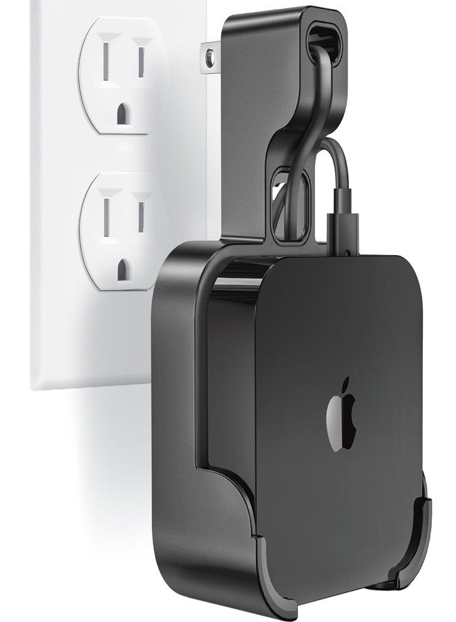 volport Wall Mount Holder Bracket for Apple TV 4k 3rd Generation - Outlet Hanger Stand for Apple-TV 4k+ Gen 3 Built-in Cable Management, Hide & Store Messy Wires, Black - Image 1