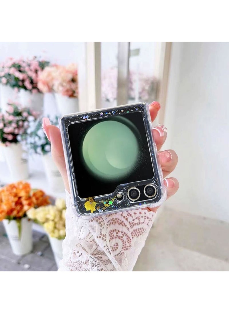 SOLARAE Compatible with Samsung Galaxy Z Flip 5 5G Case, Daisy Flower Clear with Design, ransparent Dried Real Pressed Flower Aesthetic Case,  Case for Galaxy Z Flip 5 Soft Silicone - Image 4