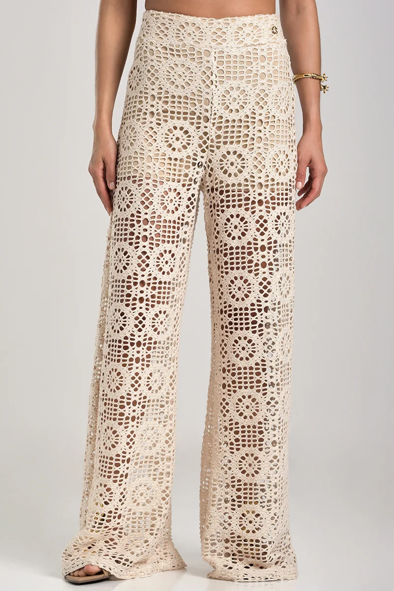 Boho Chic Off-white Palazzo Pants