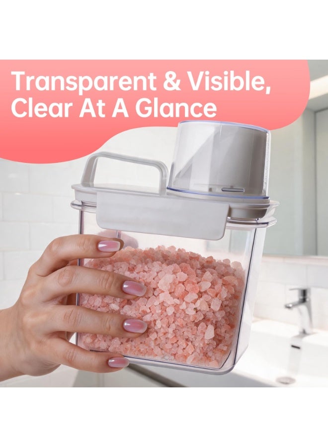 Arabest Square Handle 1100ml Storage Jar, Airtight Leakproof Bath Salt Washing Powder Container Comes with Scoop Measuring Cup - Image 4