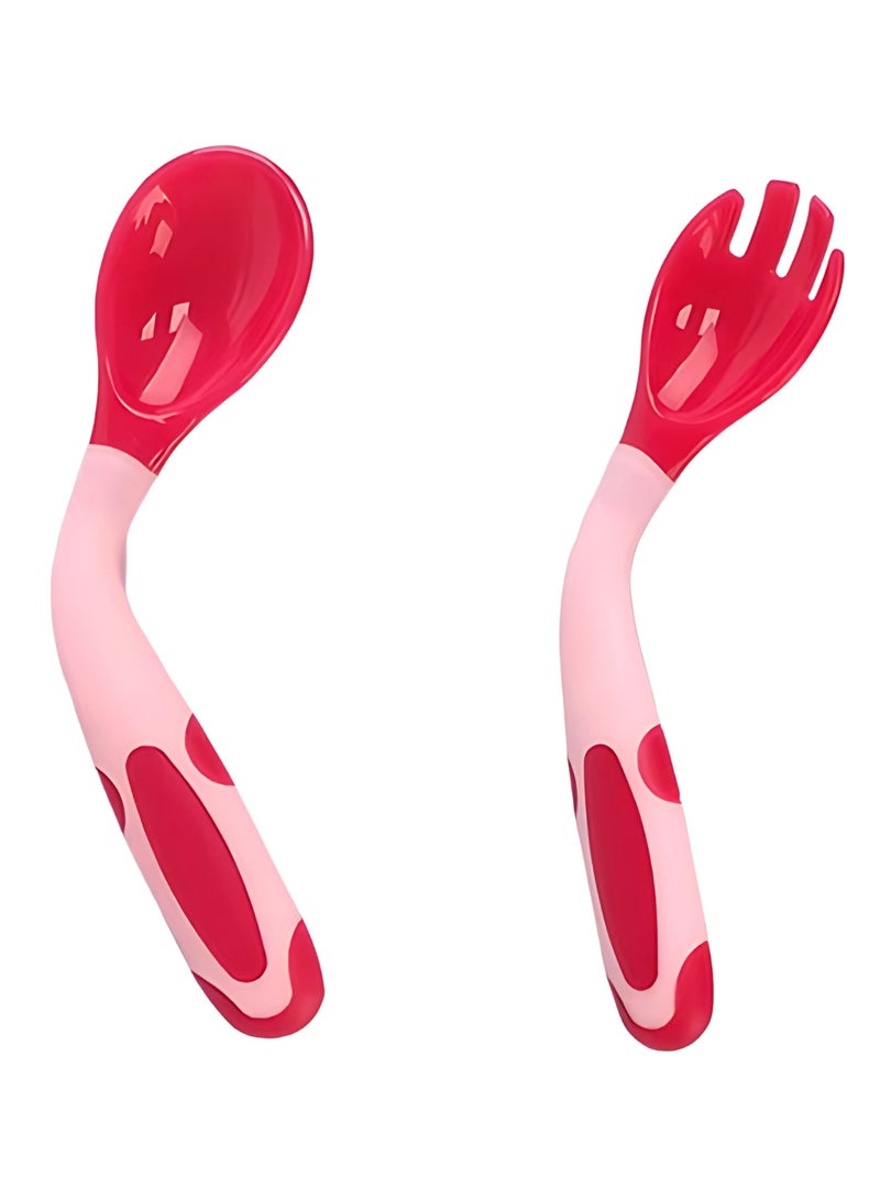 Twisoo Toddler Utensils Set with Case, BPA-Free Silicone Spoon & Fork, Bendable Heat-Resistant Handles, Easy Grip, Red - Image 1