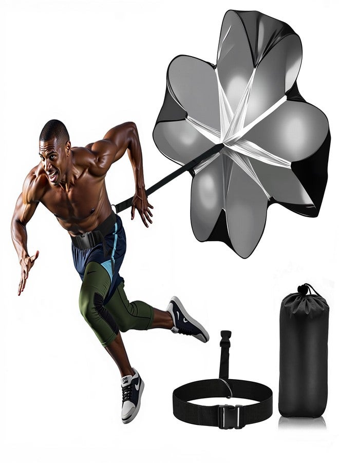 Nusogon Running Speed Training, 56 inch Speed Drills Resistance Parachute Running Sprint Chute Soccer Football Sport Speed Training（Black） - Image 1