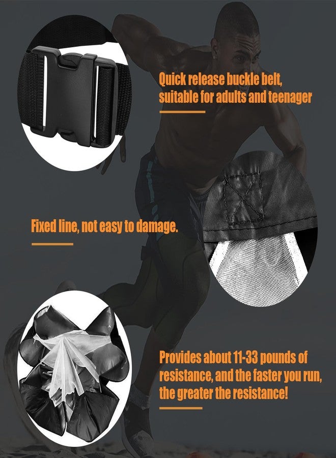 Nusogon Running Speed Training, 56 inch Speed Drills Resistance Parachute Running Sprint Chute Soccer Football Sport Speed Training（Black） - Image 3