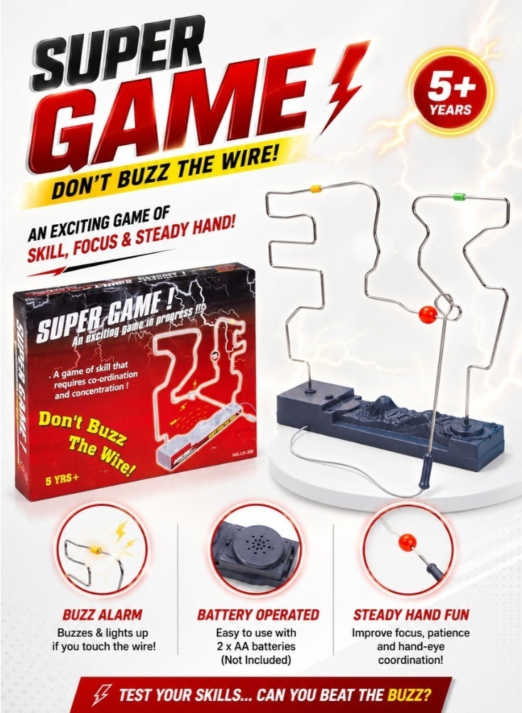 Super Game Electric Wire Loop Steady Hand Game – Buzz Wire Skill Challenge Toy for Kids, Concentration & Reflex Training Educational Game - Image 1