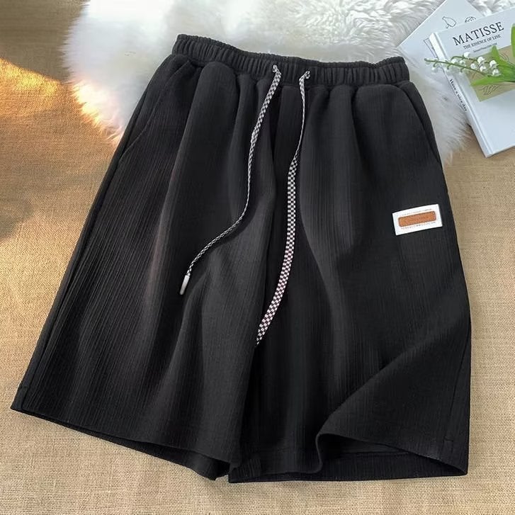 Casual pants spring and autumn youth popular solid color sports pants fashion fashion brand fifth pants trendy Harajuku loose new men K132 Green  - Image 3