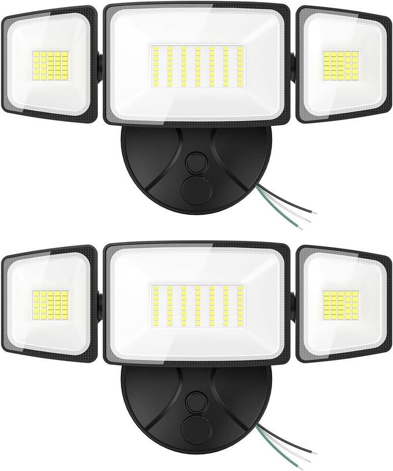 Onforu 2 Pack 75W Flood Lights Outdoor, 7000LM LED Flood Lighting Outdoor Switch Controlled, IP65 Waterproof Exterior Floodlight Fixture with 3 Adjustable Heads, 6500K Security Light for Garage Yard - Image 1