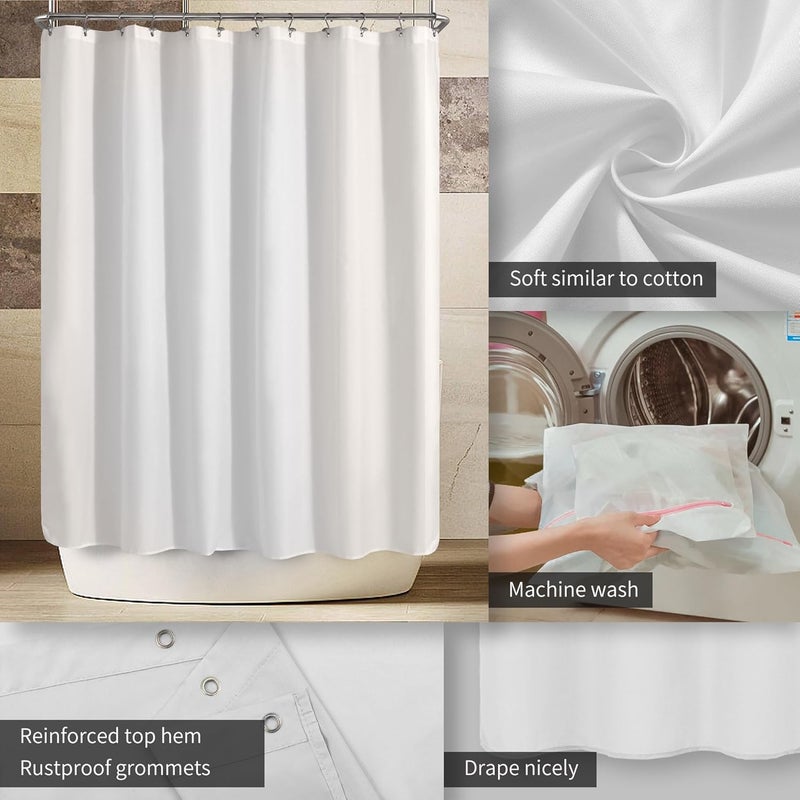 ALYVIA SPRING بطانة ستارة دش من قماش ALYVIA SPRING عريضة جدًا، مقاومة للماء - 108 × 72 بوصة، ستارة دش عريضة ناعمة وخفيفة الوزن مع مغناطيسات، قابلة للغسل في الغسالة - 108x72، أبيض - Image 3