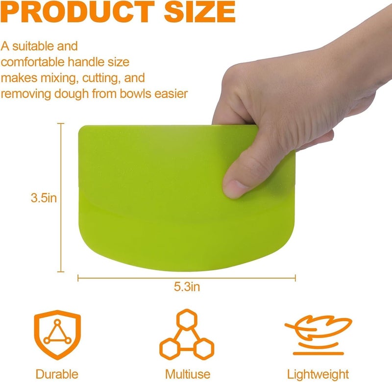 HZYH 3 Pcs Food Grade Plastic Dough Scraper Set, Flexible Bowl Scrapers with Curved Edge for Scraping Dough Batter, Multi-Purpose Kitchen Pastry Cutting Tools for Cake Baking Bread Fondant Icing - Image 2