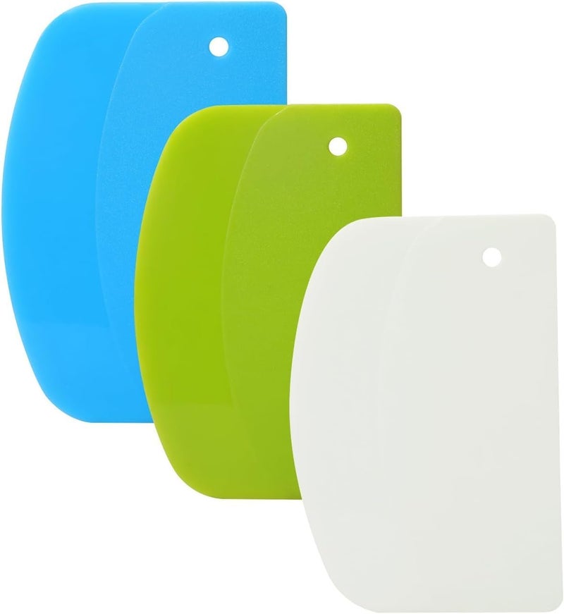 HZYH 3 Pcs Food Grade Plastic Dough Scraper Set, Flexible Bowl Scrapers with Curved Edge for Scraping Dough Batter, Multi-Purpose Kitchen Pastry Cutting Tools for Cake Baking Bread Fondant Icing - Image 1