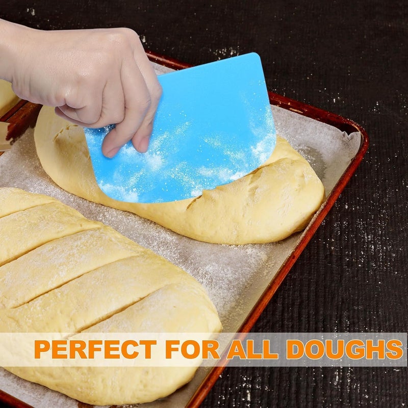 HZYH 3 Pcs Food Grade Plastic Dough Scraper Set, Flexible Bowl Scrapers with Curved Edge for Scraping Dough Batter, Multi-Purpose Kitchen Pastry Cutting Tools for Cake Baking Bread Fondant Icing - Image 4