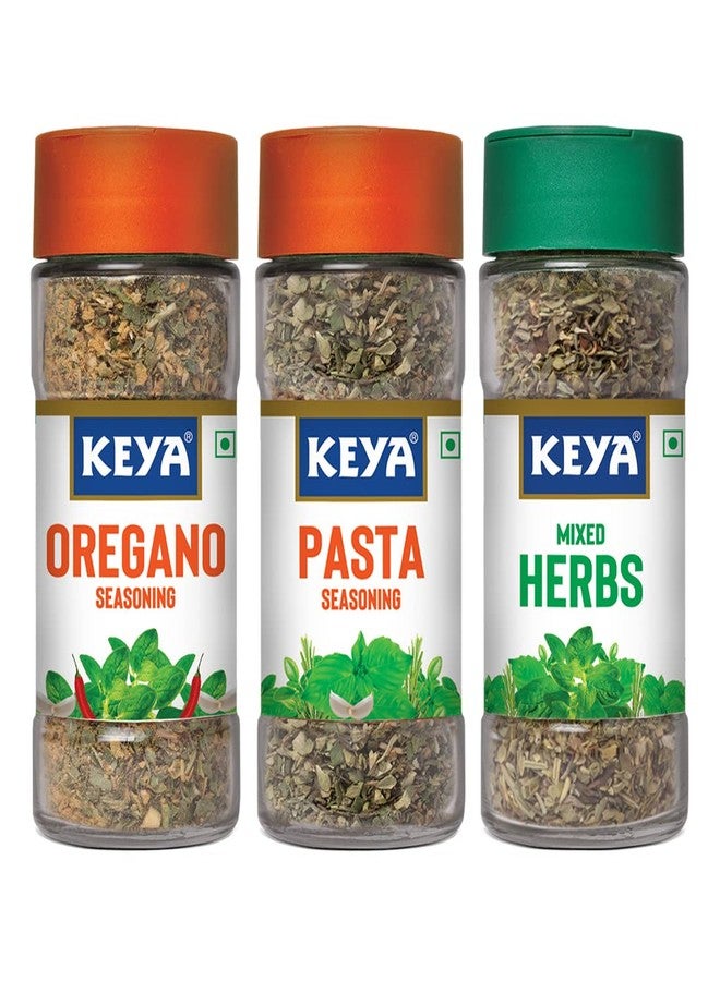 Keya Combo of Oregano Seasoning 50gm, Pasta Seasoning 45gm, Mixed Herbs 25gm | Seasoning for Pizza, Pasta | Pure & Refreshing | Manually sorted | Freeze Dried Herb | Export Quality | Rich aroma that Lasts | Pack of 3 - Image 1