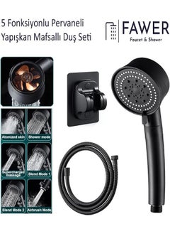 5-Function Turbo Fan, Braided Hose and Adhesive Joint Shower Set - 409PRVY