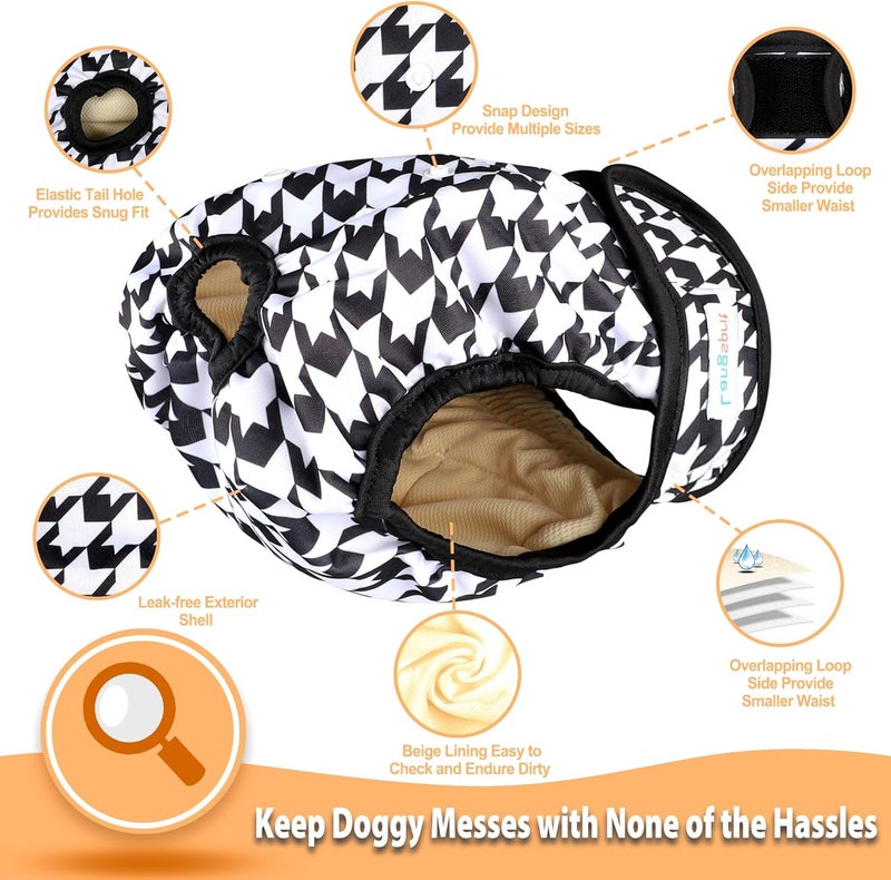 Langsprit General compatible practical design Washable Female Dog Diapers (3 Pack) - No Leak Reusable Diapers for Doggy Female in Period - Highly Absorbent Dog Heat Panties with Adjustable Snaps XL Spec compliant trusted quality - Image 4
