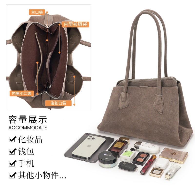 JOGUJOS Women's Genuine Leather Suede Tote Bag - Image 4