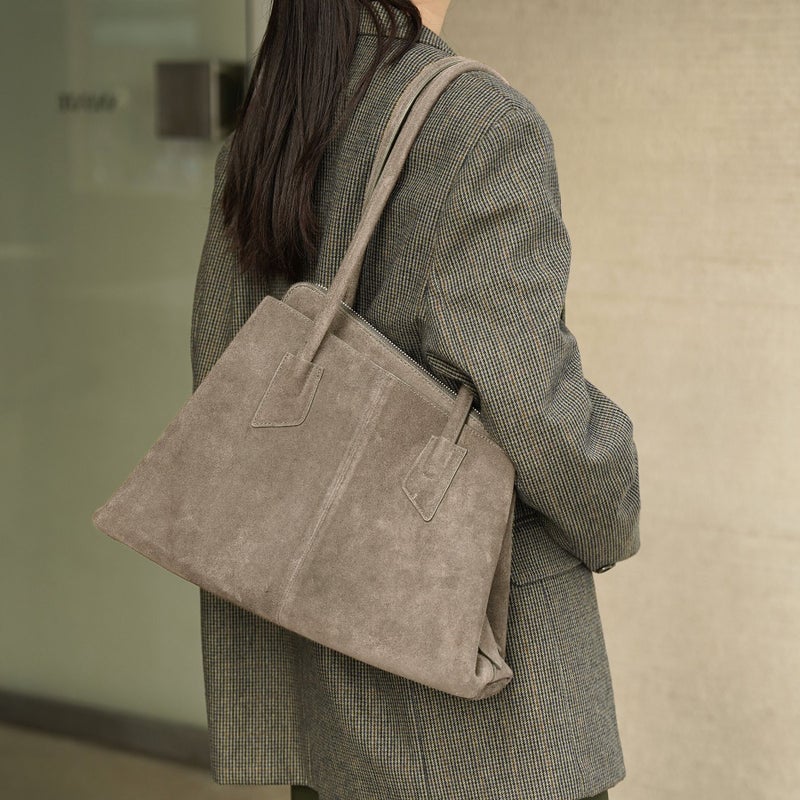 JOGUJOS Women's Genuine Leather Suede Tote Bag - Image 3