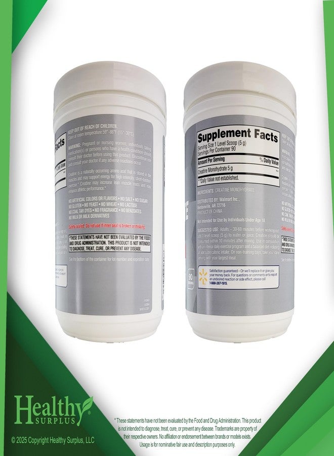 Healthy Surplus Vital Volumes Tips Card and Equate Creatine Monohydrate - 15.87 Oz (450g) - 5g Per Serving - 90 Servings - Image 2