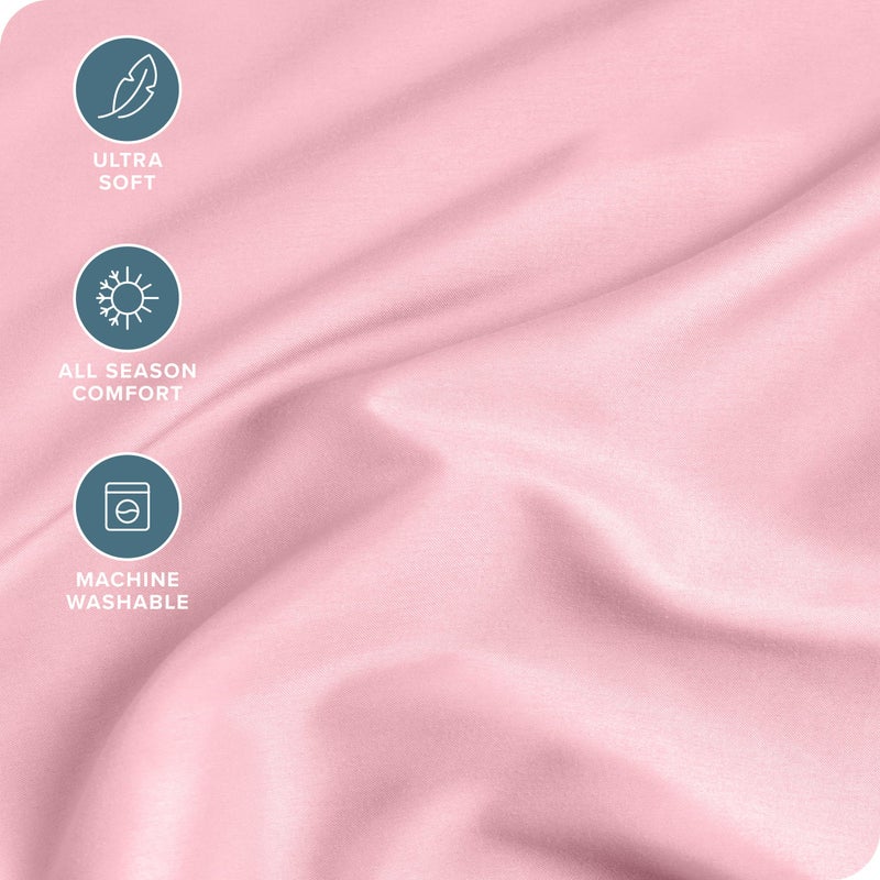 Bare Home Bare Home Queen Fitted Sheet - Extra Deep Pocket Fitted Sheet - Premium 1800 Microfiber - Ultra-Soft Wrinkle Free - Queen Deep Pocket Bottom Sheets (Queen - 11"" to 22"" Pocket  Light Pink)  - Image 2